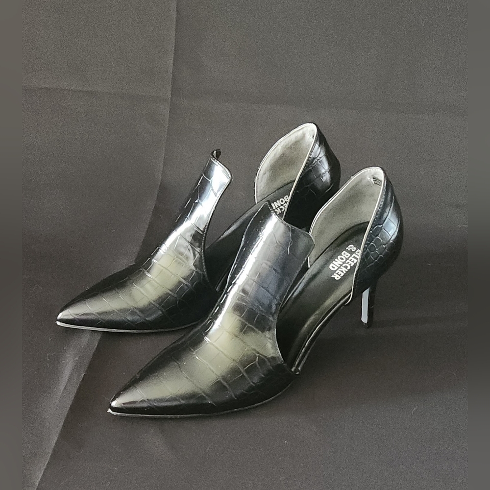 Bleecker & Bond Poppy Heels in Black Croco Size 9M